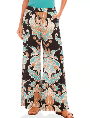 Karen Kane Paisley Wide Leg Pant - Aqua