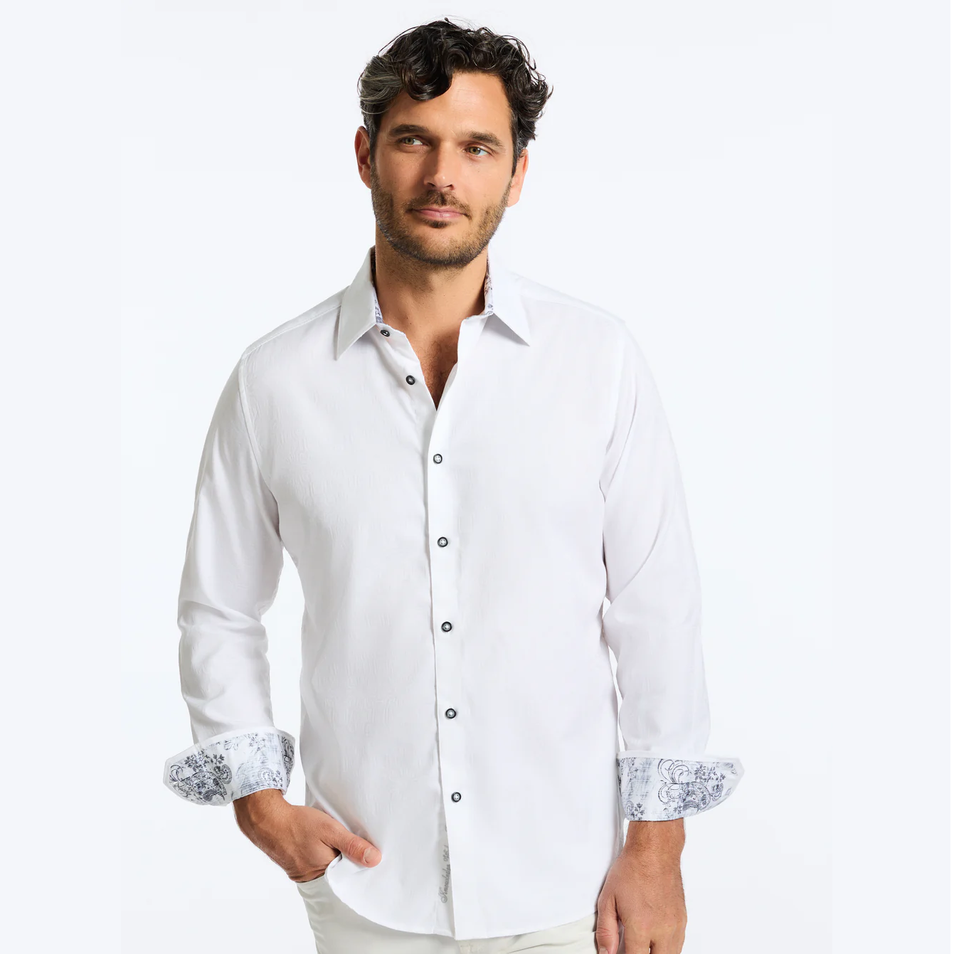 Robert Graham Odyssey Long Sleeve Button Down Shirt - White