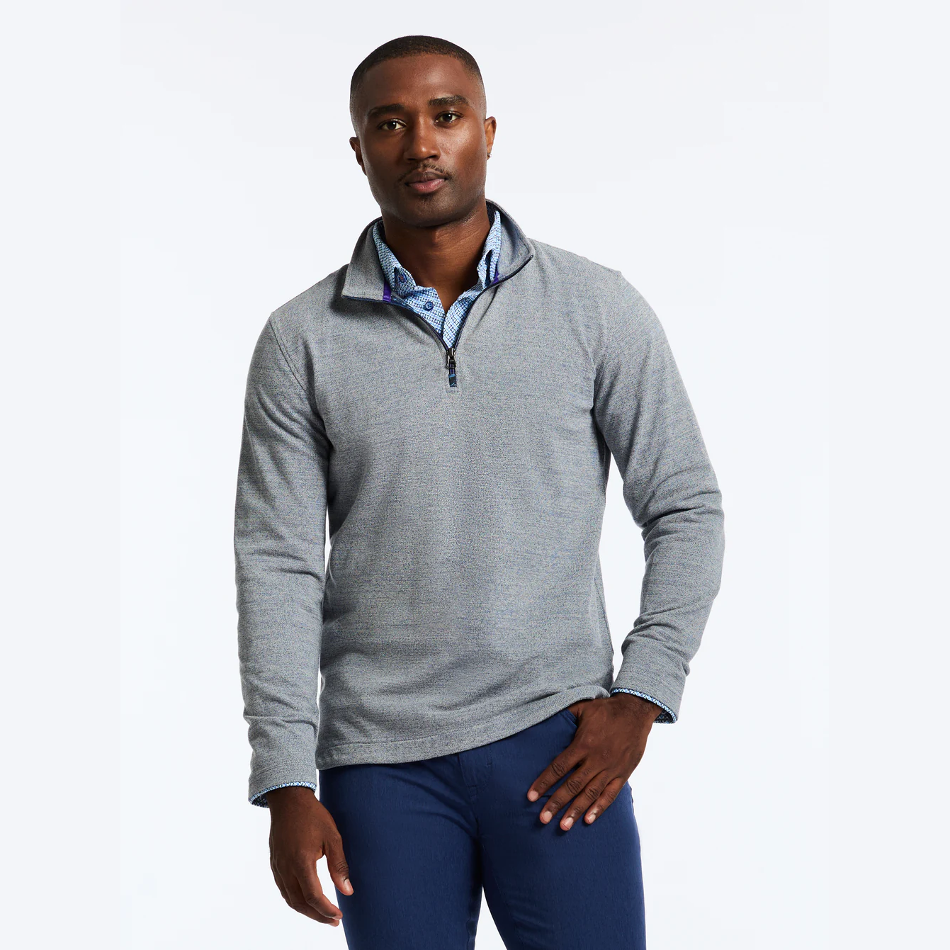 Robert Graham Hobson Long Sleeve Knit Shirt - Navy