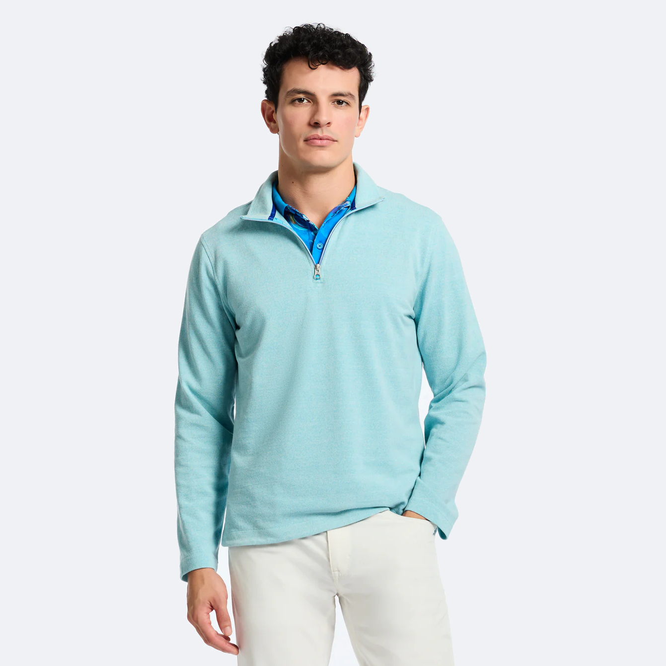 Robert Graham Hobson Long Sleeve Knit Shirt - Light Blue