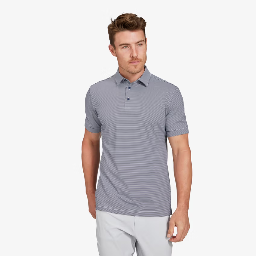 Mizzen + Main Versa Polo - Navy White Stripe