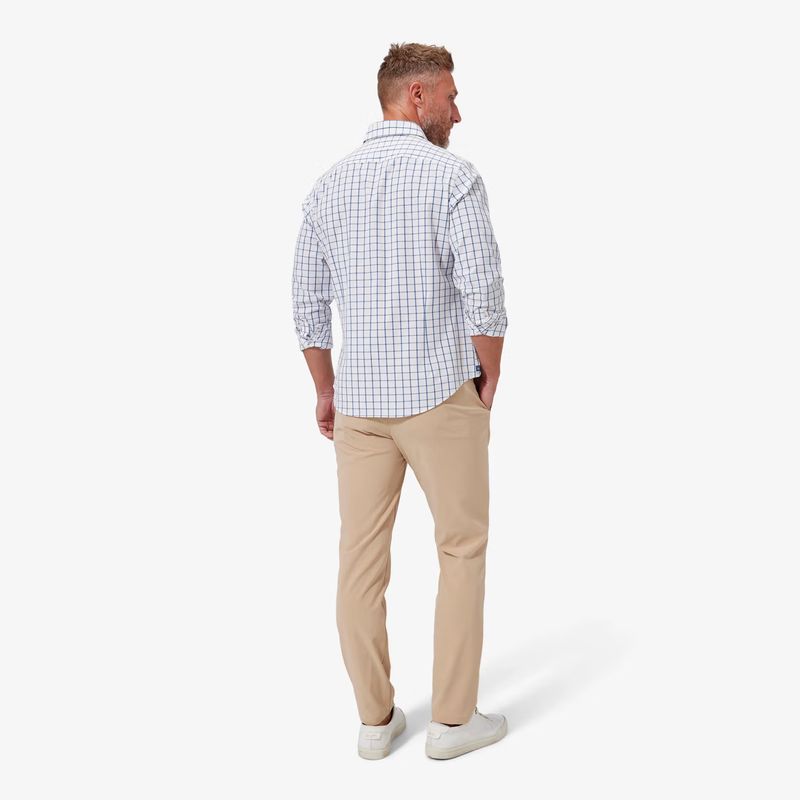 Mizzen + Main Leeward No Tuck Dress Shirt - White Navy Windowpane
