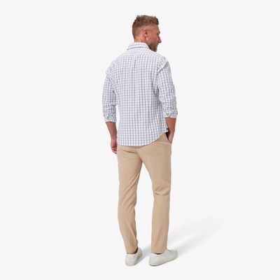 Mizzen + Main Leeward No Tuck Dress Shirt - White Navy Windowpane
