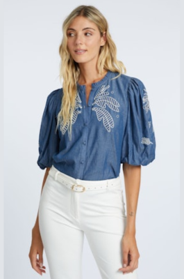 Cabellero Veira Palm Top- Chambray