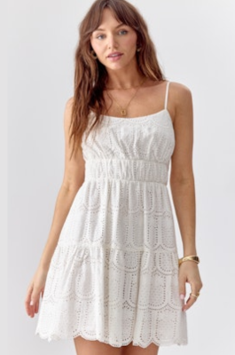 Adelyn Rae Rory Pineapple Lace Dress - White