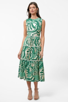 Adelyn Rae Alva Leaf Tiered Maxi Dress - Amazon Green