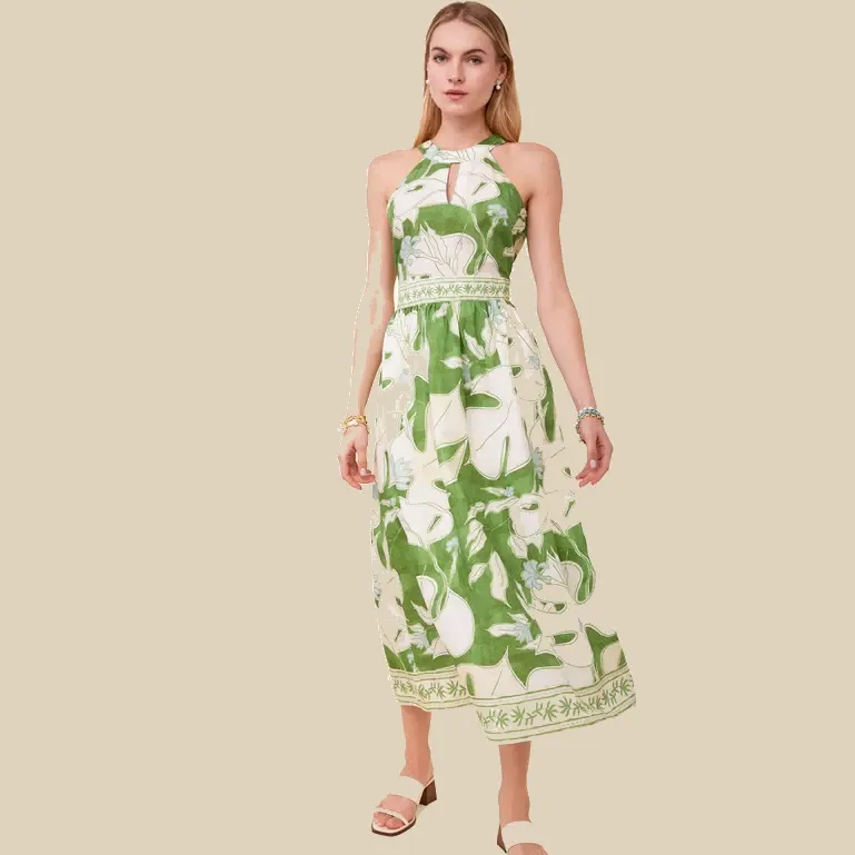 Spartina Andie Midi Dress - Ogeechee Tropical Leaf