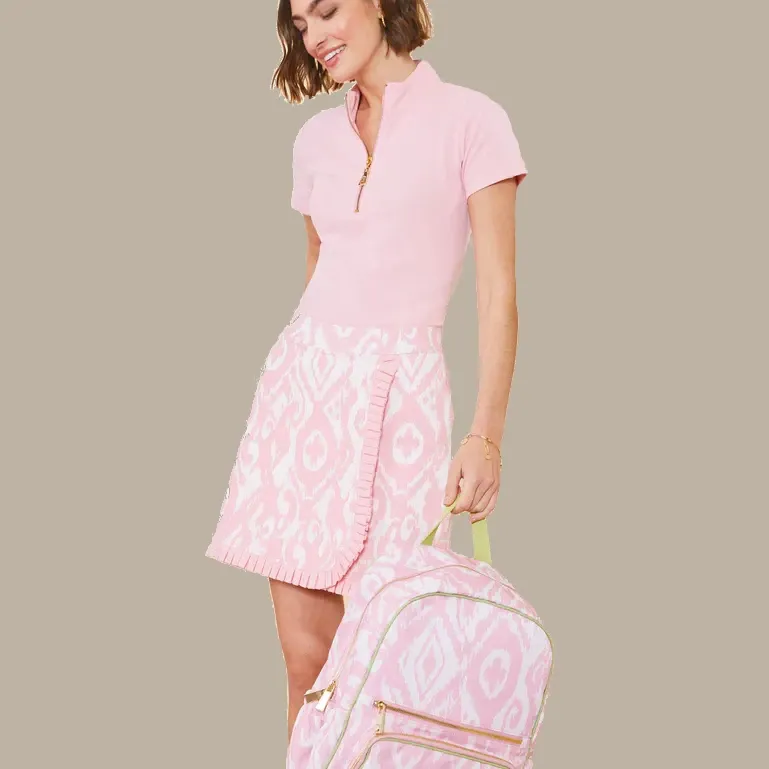 Spartina Short Sleeve Serena Half-Zip Top - Almond Blossom