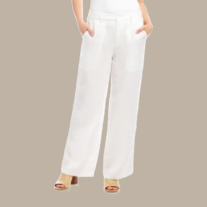 Karen Kane Linen Wide-Leg Trousers - Off White