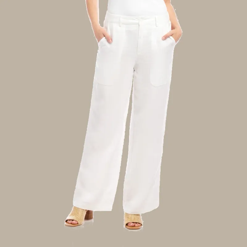Karen Kane Linen Wide-Leg Trousers - Off White