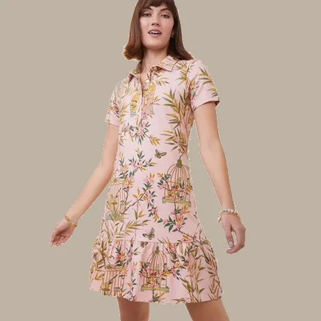 Spartina Joelle Polo Dress Enclave Bamboo Bird Cage - Pink