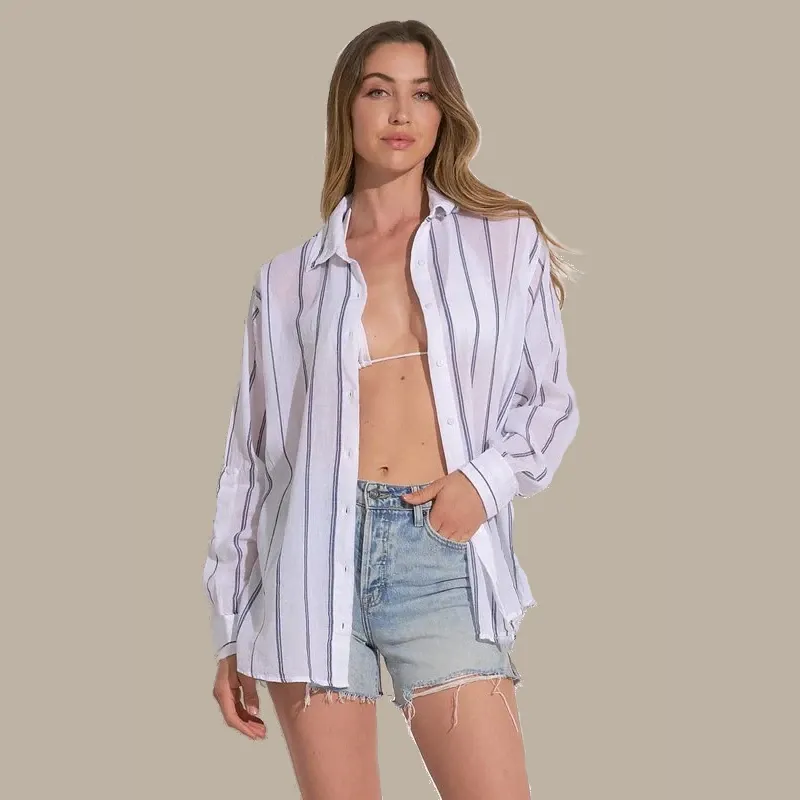 Elan Tropical Button Down - Navy White City