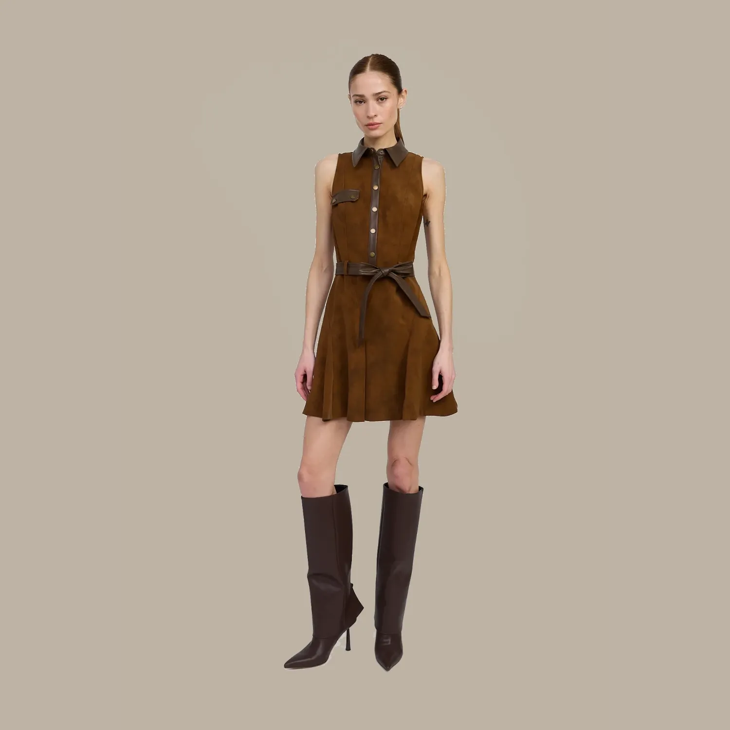 En Saison Eloise Mini Dress - Brown