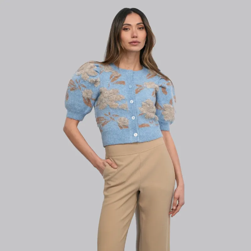 5 Greylin Sweater Taly Floral Puff Slv Blue