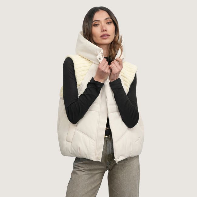 Greylin Douglas Puffer Hooded Vest - Cream