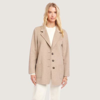 Karen Kane Oversized Brushed Blazer - Oatmeal