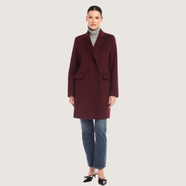 Fifteen Twenty Row Brushed Coat - Wine