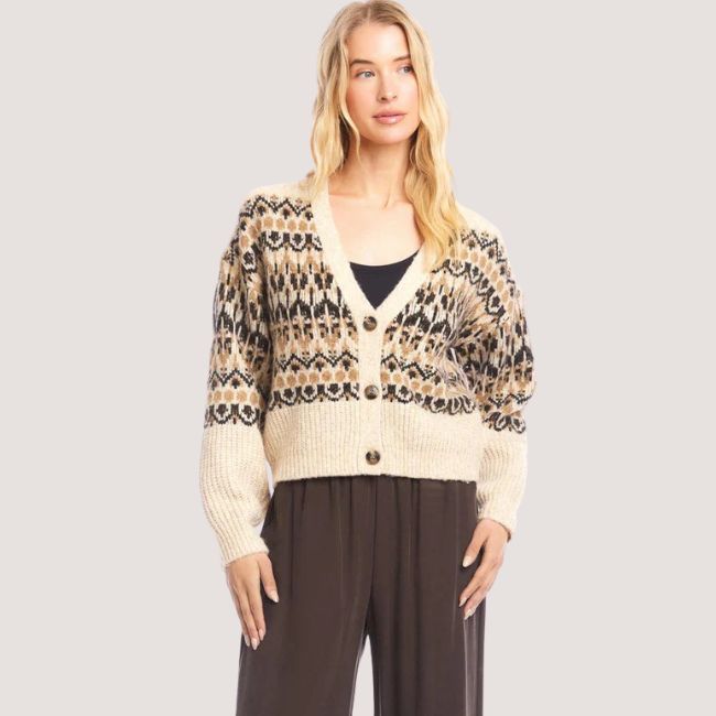Karen Kane Jacquard Cardigan Sweater - Multi