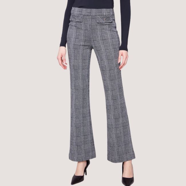 Charlie B Glen Plaid Flare Pants - Charcoal