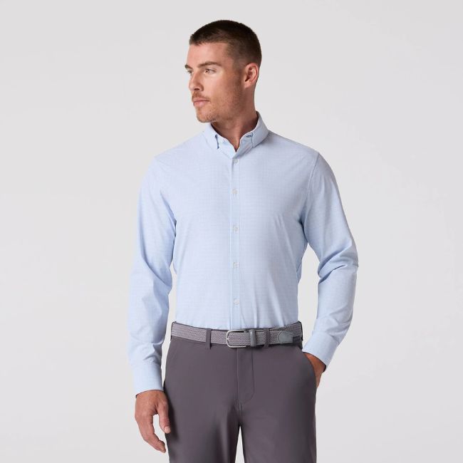 Mizzen &amp; Main Leeward Dress Shirt - Light Blue Mini Plaid