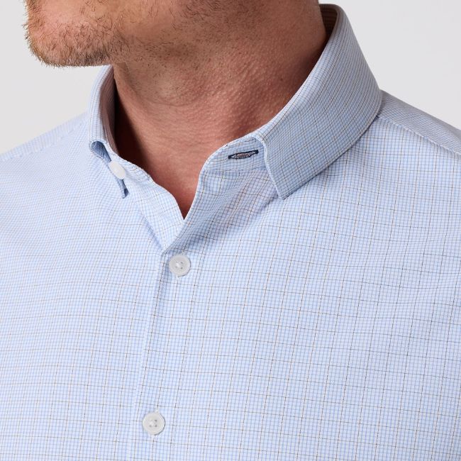 Mizzen &amp; Main Leeward Dress Shirt - Light Blue Mini Plaid