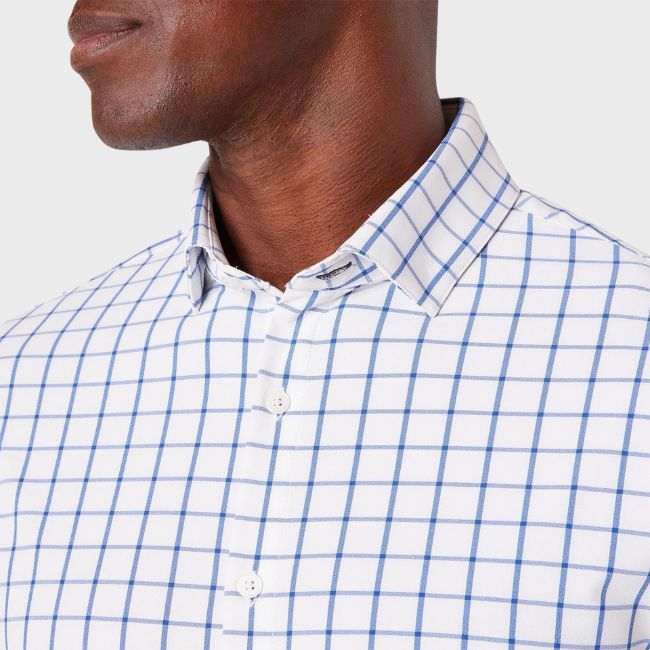 Mizzen + Main Leeward Dress Shirt - White Navy Windowpane