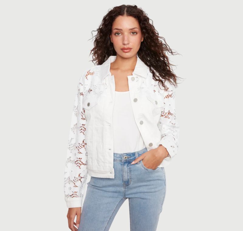 Charlie B Floral Embroidered Jacket - White