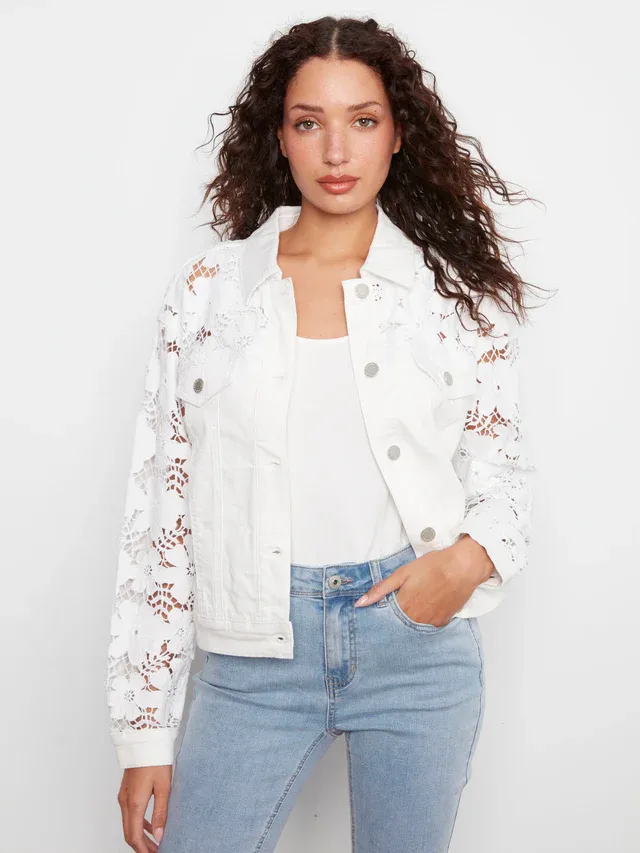 Charlie B Floral Embroidered Jacket - White
