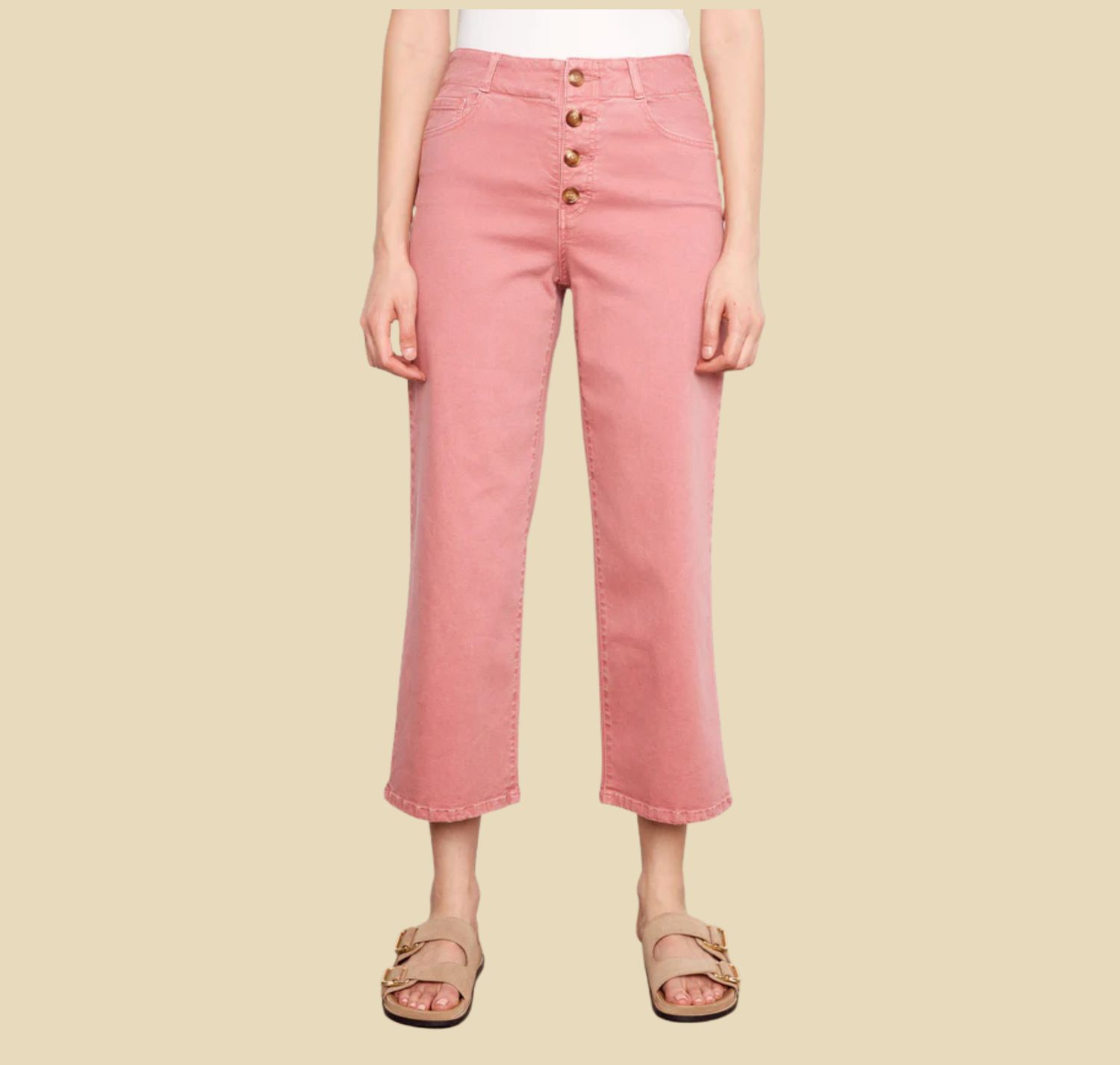 6 CharlieB Pant Straight Crop Carnation C5623R