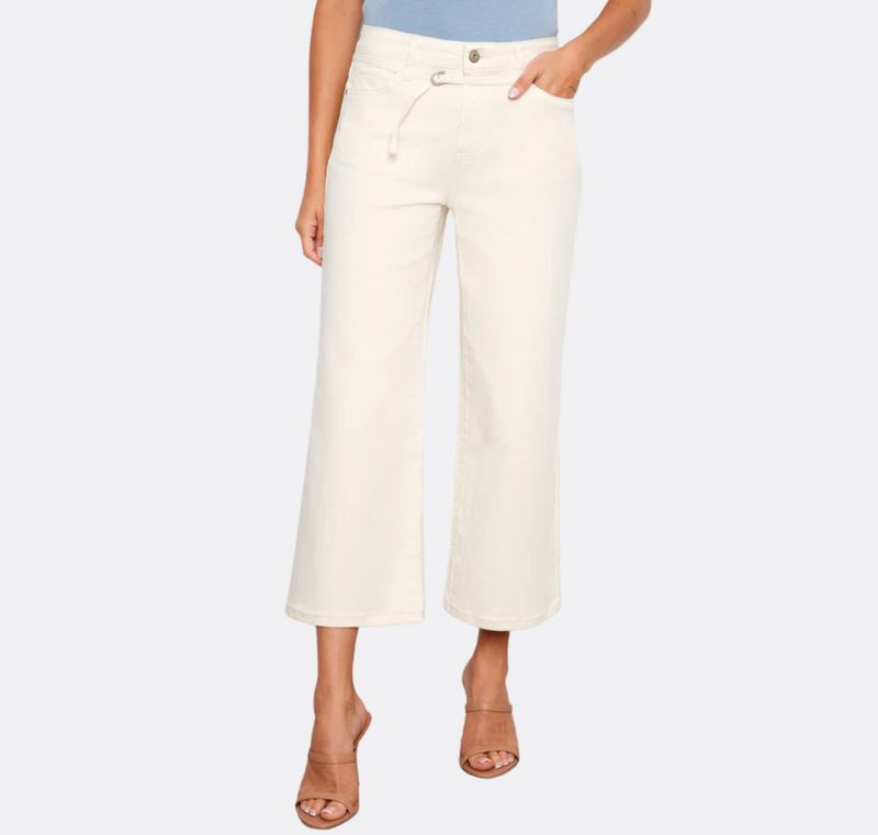 Charlie B Wide Leg Twill Pant - Natural