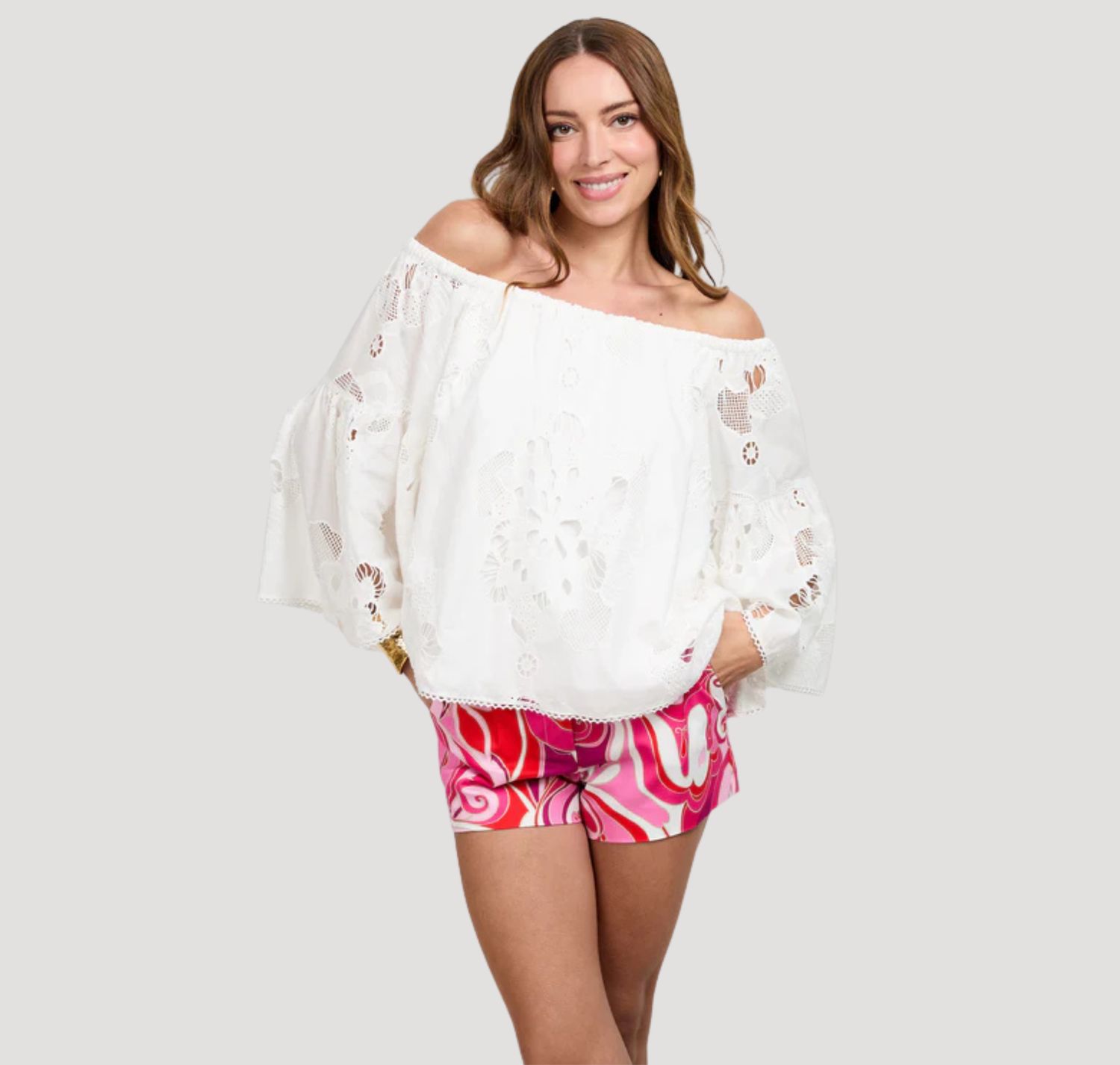 Trina Turk Perry Off-Shoulder Top - White