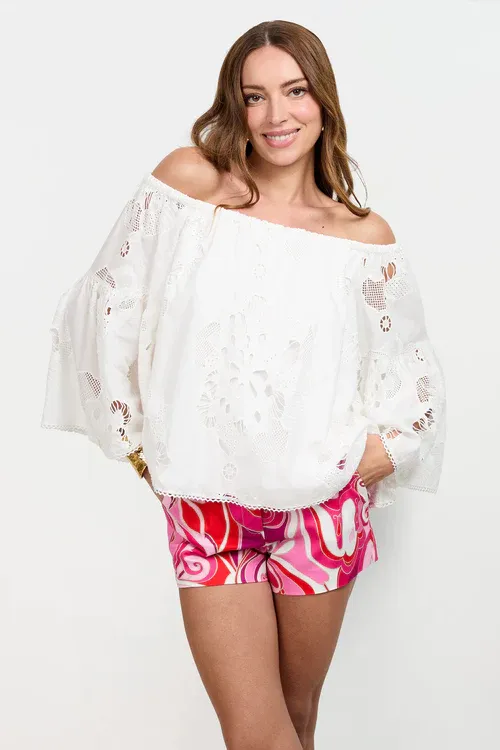 Trina Turk Perry Off-Shoulder Top - White