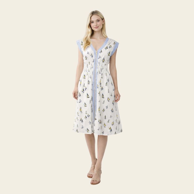 THML Short Sleeve Sailboat Midi Dress