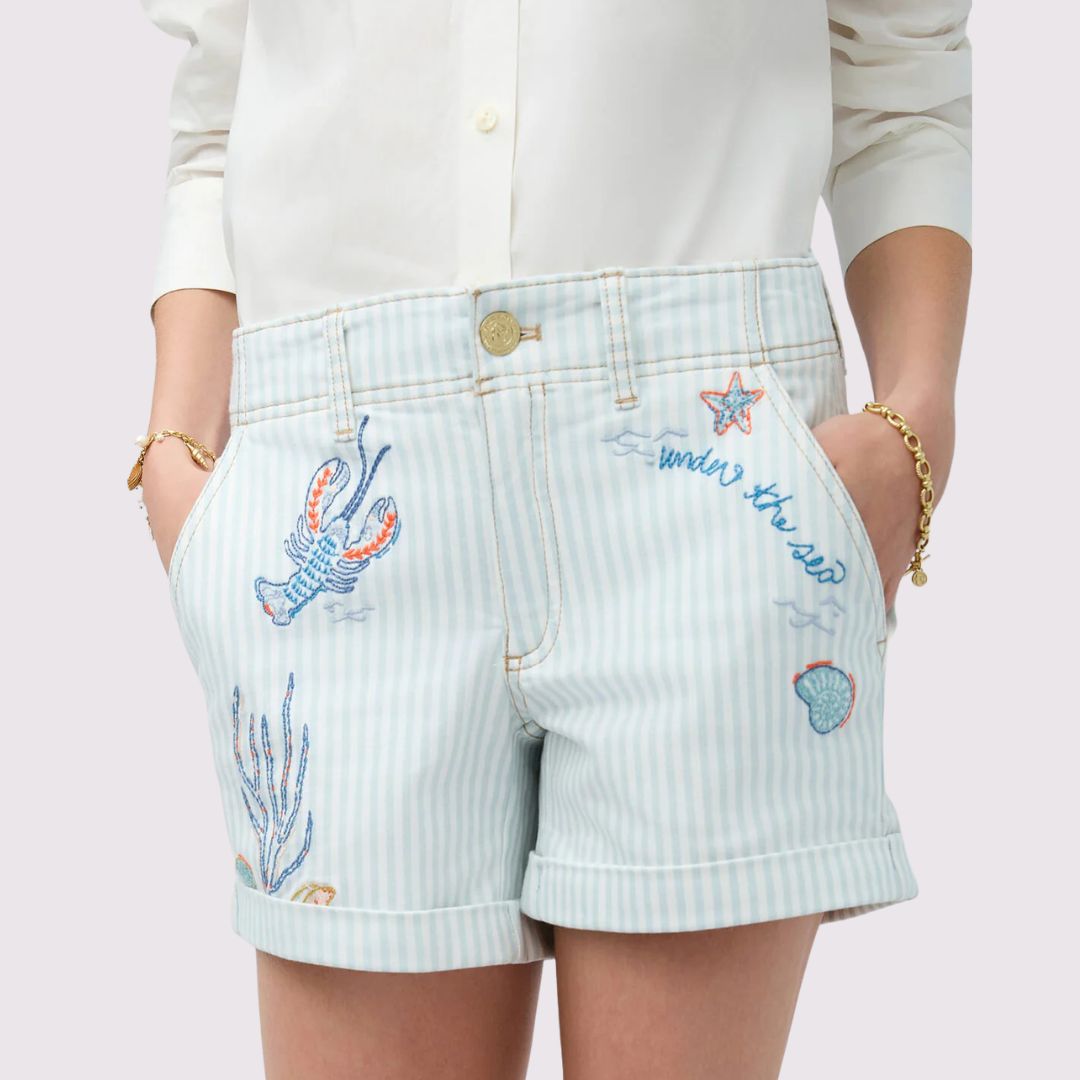 Spartina Carter Denim Shorts-Stripe