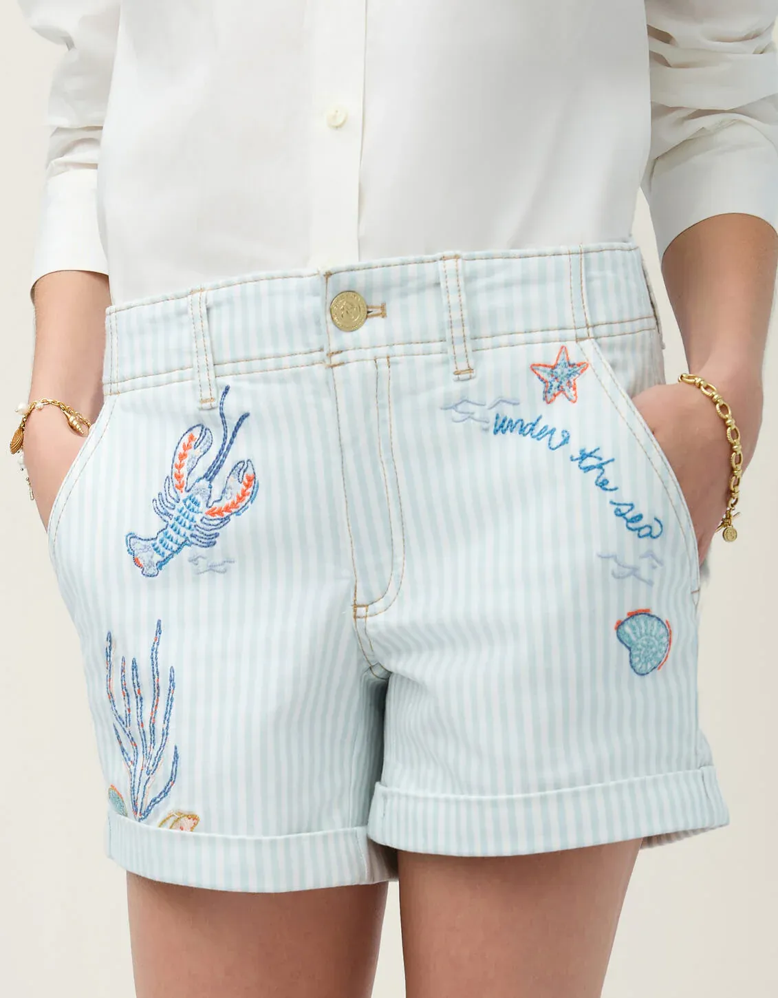 Spartina Carter Denim Shorts-Stripe