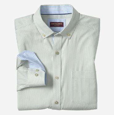 Johnston and Murphy Shirt Ovation Oxford-Green Stripe