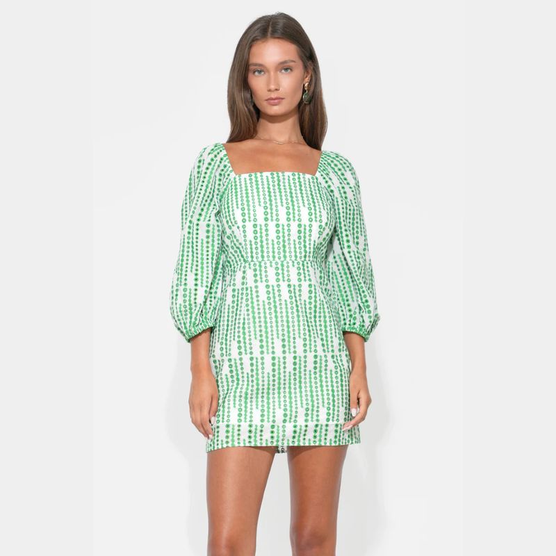 Adelyn Rae Addison Square Neck Embroidery Mini Dress