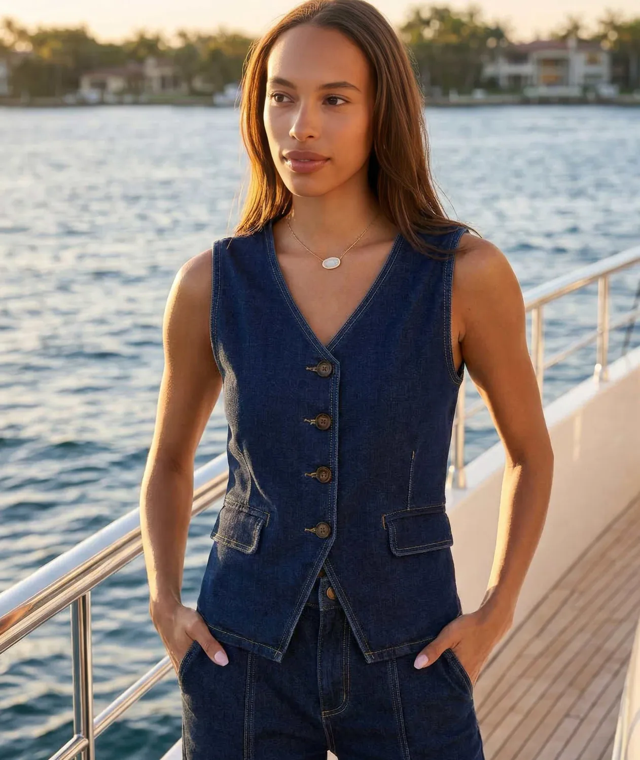 Karen Kane Vest - Denim