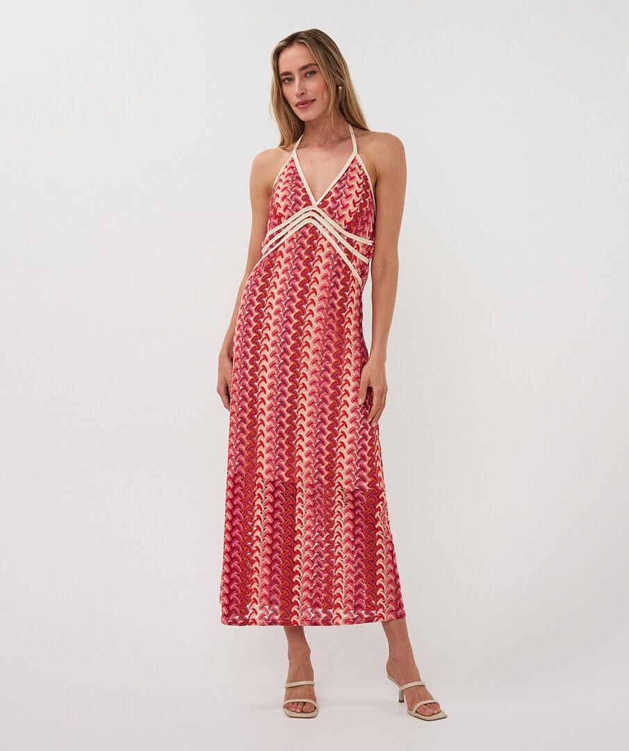 Esqualo Crochet Dress - Red Multi