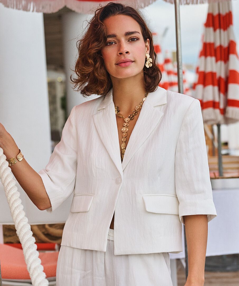 Esqualo 3/4 Sleeve Jacket - Off White