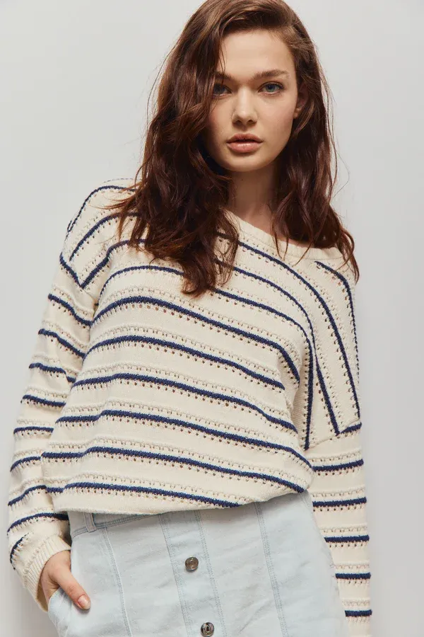 Melissa Nepton Eli Sweater - Off White Navy Stripe