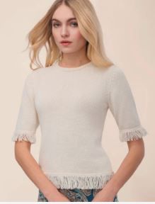 Spartina Sweater Sofia Fringe- Cream