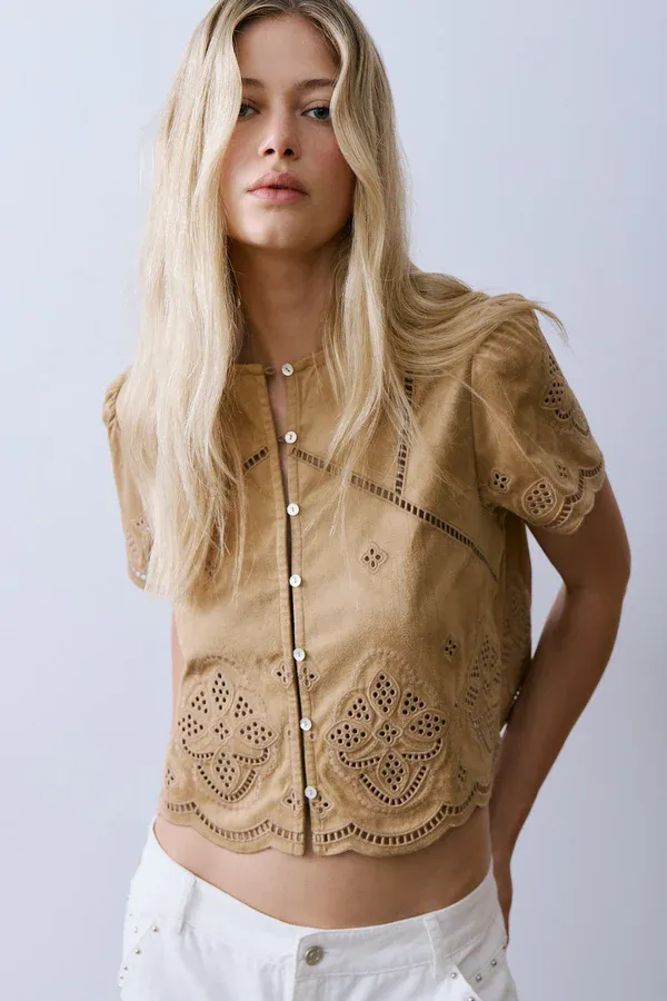 Melissa Nepton Regina Top - Tan Suede