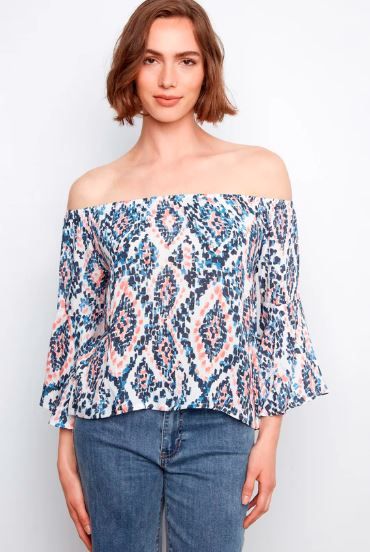 Charlie B Top Off Shoulder Printed-Nomad