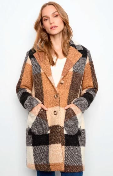 Charlie B Jacket Plaid Boucle Knit