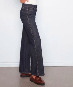 Charlie B Pant Scallop Outseam -Deep Blue