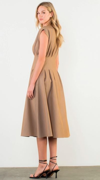 THML Dress Pleat Detail -Beige