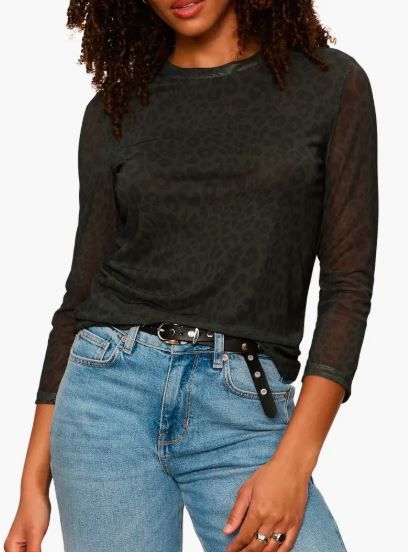 Sanctuary Top Mesh 3/4 Sleeve- Kalamata