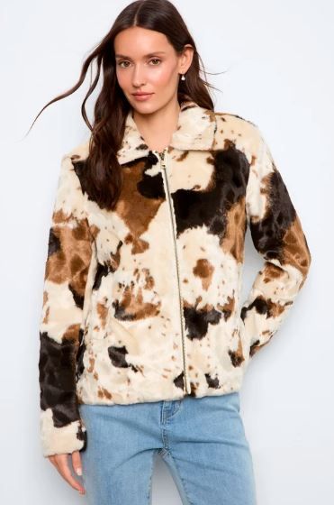 Charlie B Jacket- Cow Print