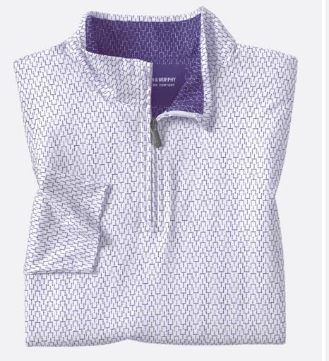 Johnston &amp; Murphy Shirt Quarter Zip- Purple